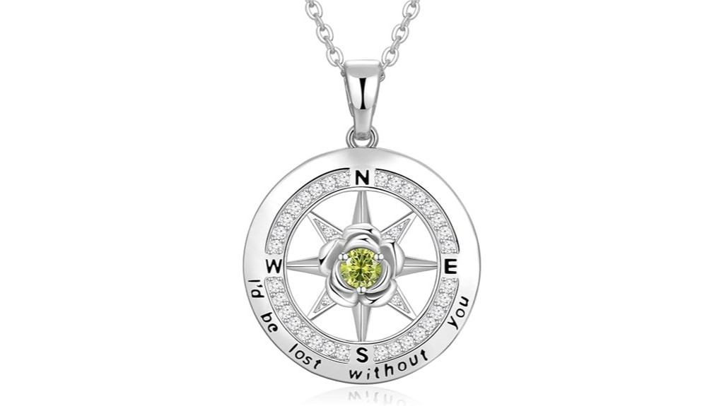 rose birthstone compass necklace