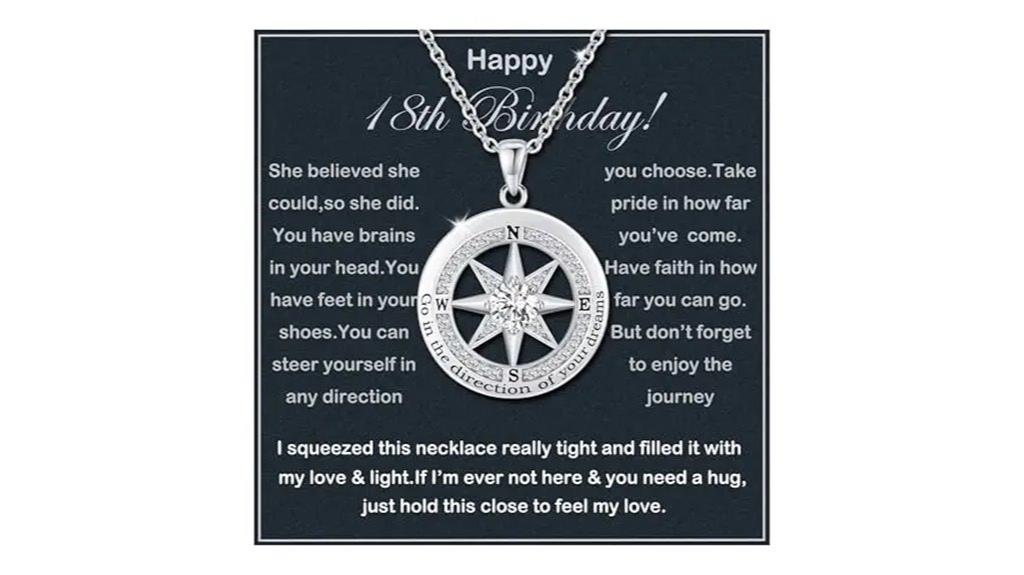 sterling silver compass necklace